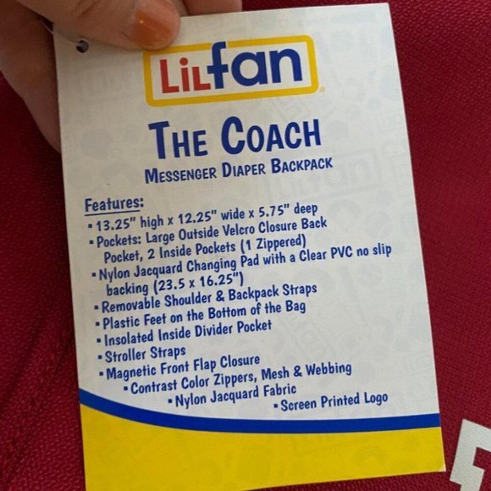 LIL FANS Indiana Hoosiers Diaper Bag / Messenger Crossbody Bag Red White NWOT - Picture 3 of 5